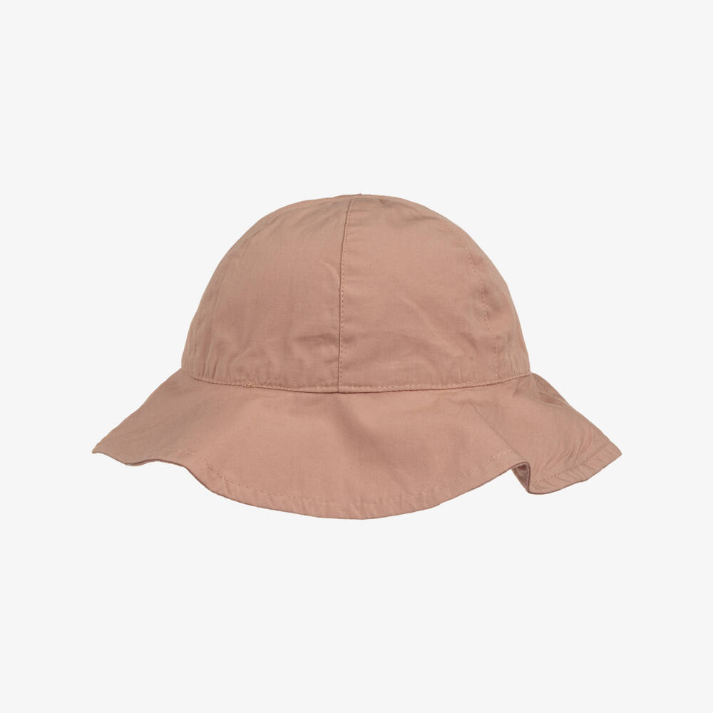 Liewood-Girls Pink Cotton Heart Print Reversible Sun Hat | Childrensalon