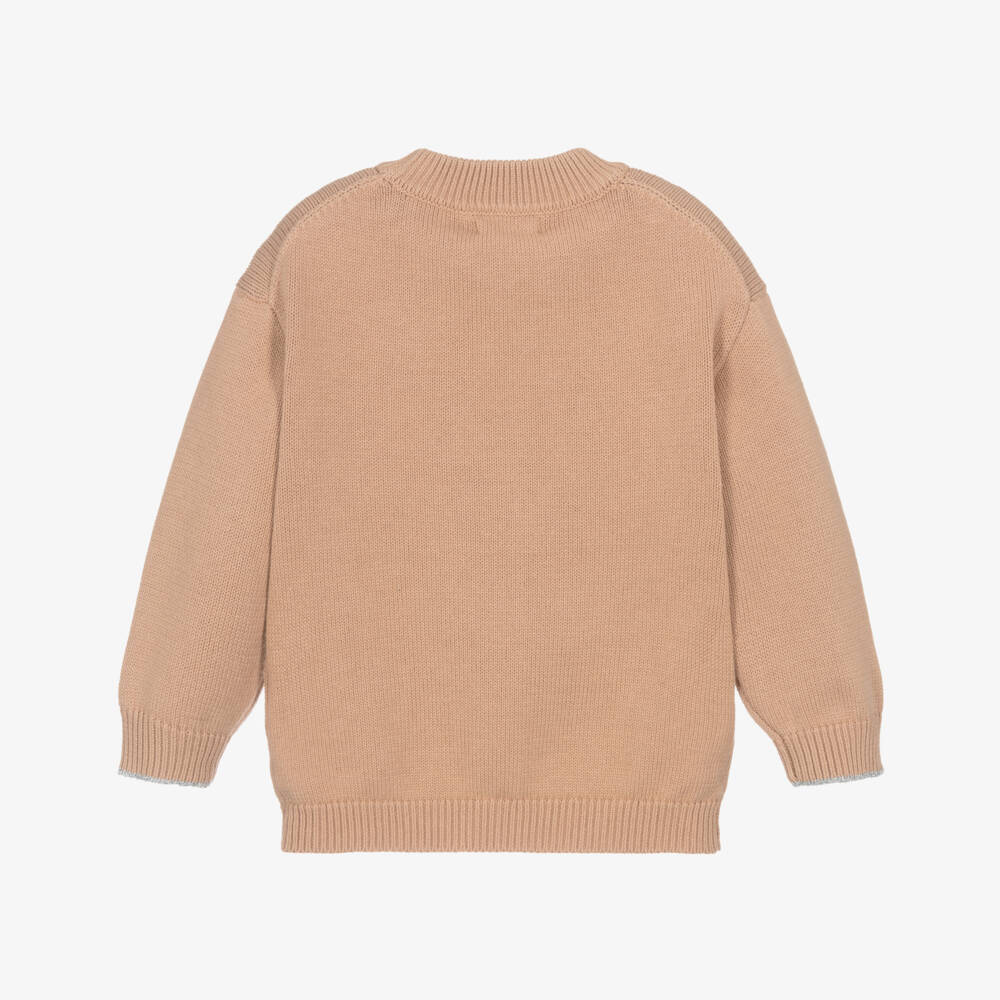 Liewood-Girls Pink Cotton Knit Rabbit Sweater | Childrensalon