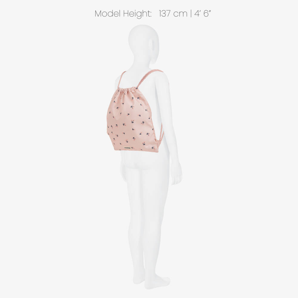 Liewood-Girls Pink Drawstring Backpack with Cherry Print (36cm) | Childrensalon