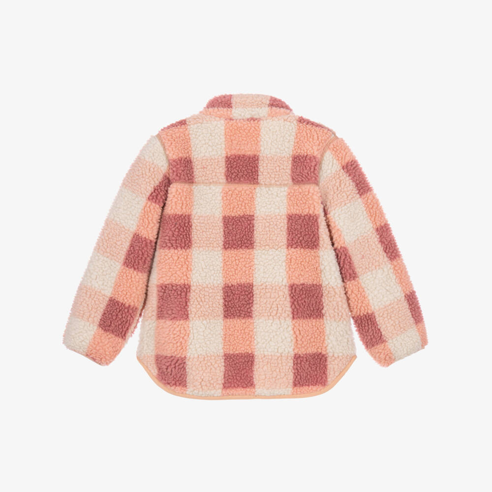 Liewood-Girls Pink Fleece Check Jacket | Childrensalon