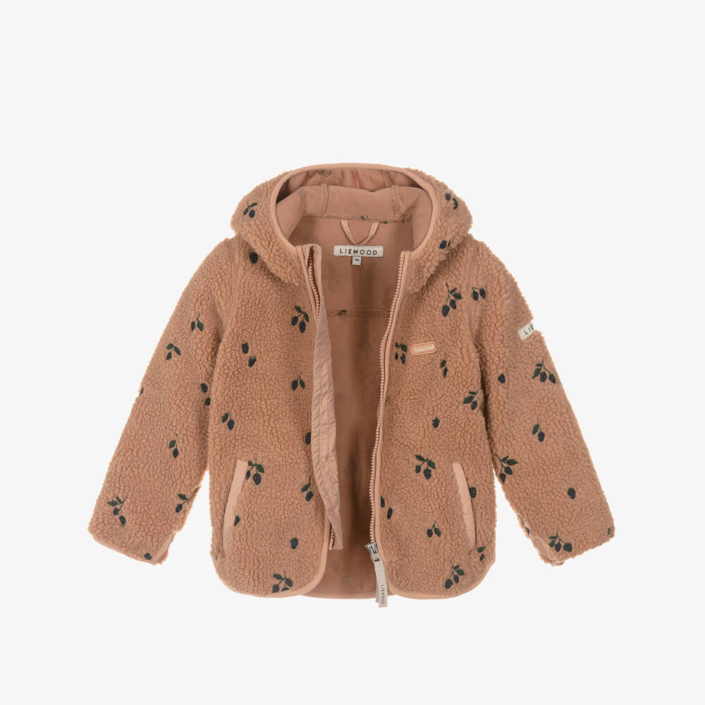 Liewood-Girls Pink Hooded Teddy Fleece Jacket | Childrensalon