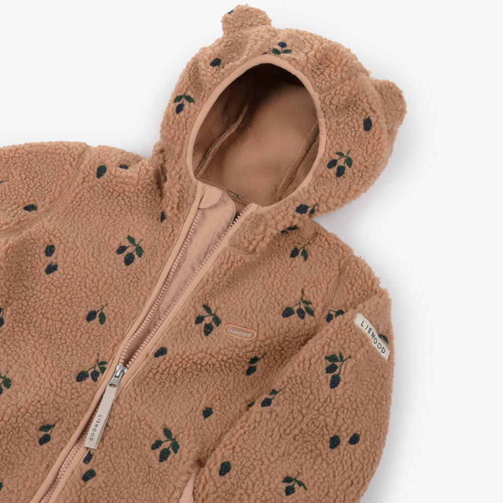 Liewood-Girls Pink Hooded Teddy Fleece Jacket | Childrensalon