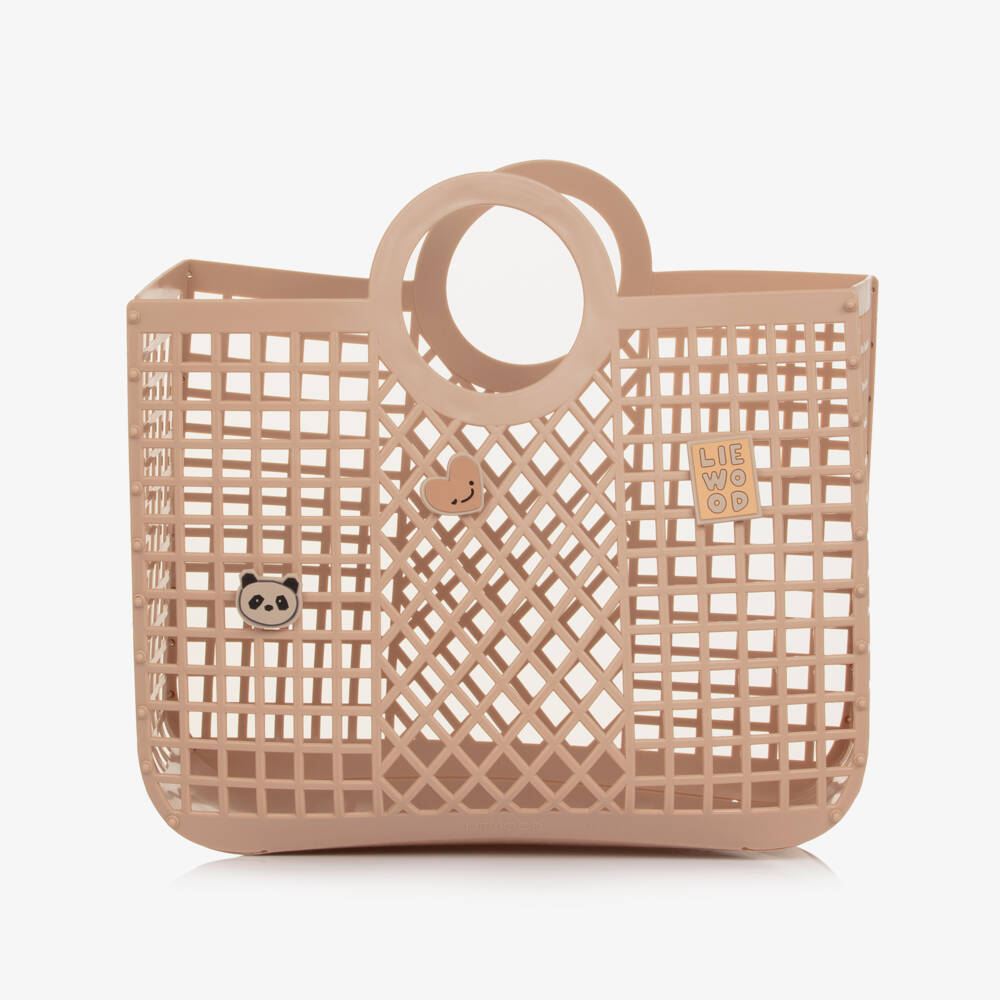 Liewood-Girls Pink Large Basket Bag with Charms (36cm) | Childrensalon