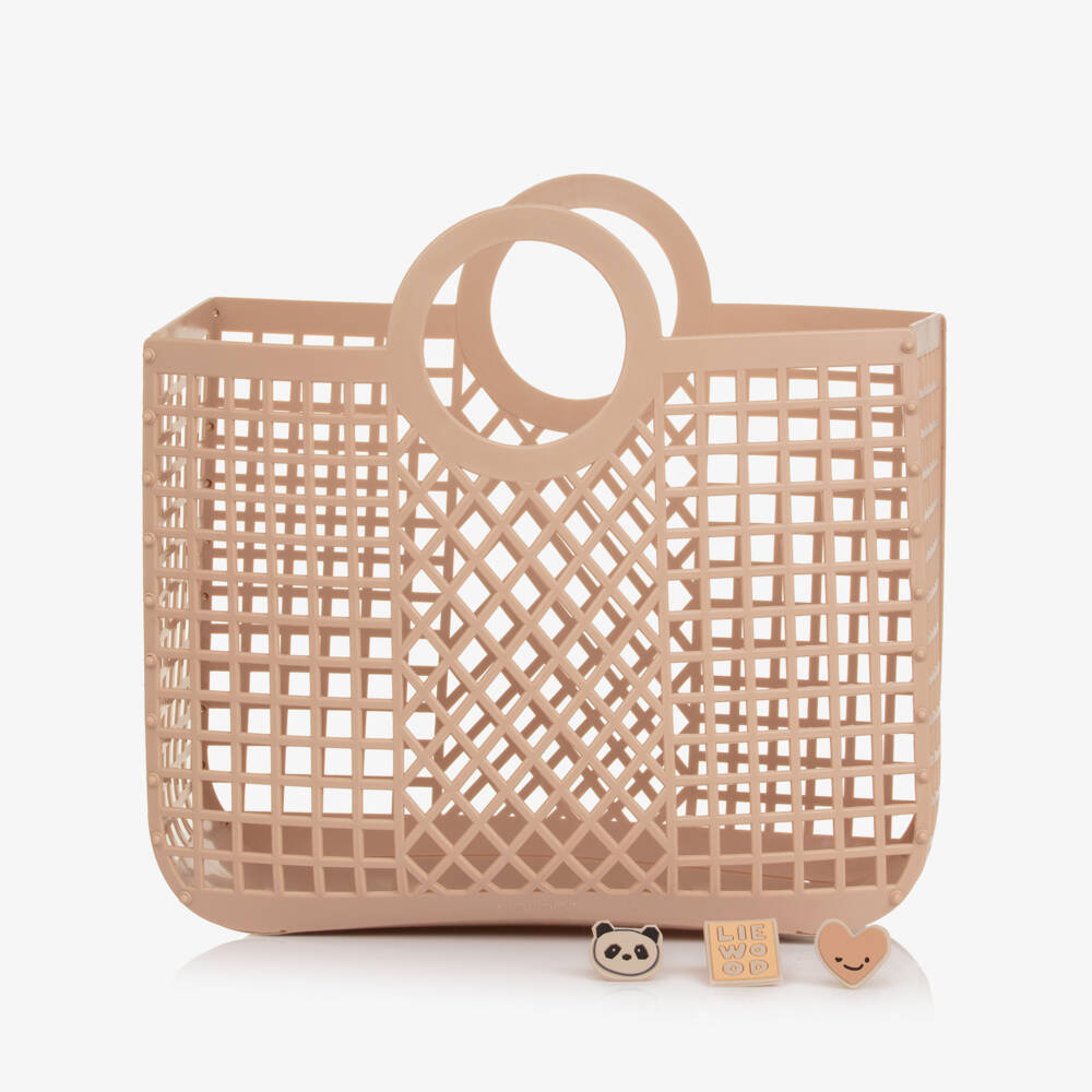 Liewood-Girls Pink Large Basket Bag with Charms (36cm) | Childrensalon