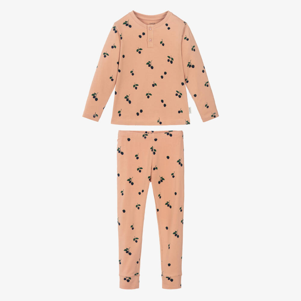Liewood-Girls Pink Organic Cotton Berries Pyjamas | Childrensalon
