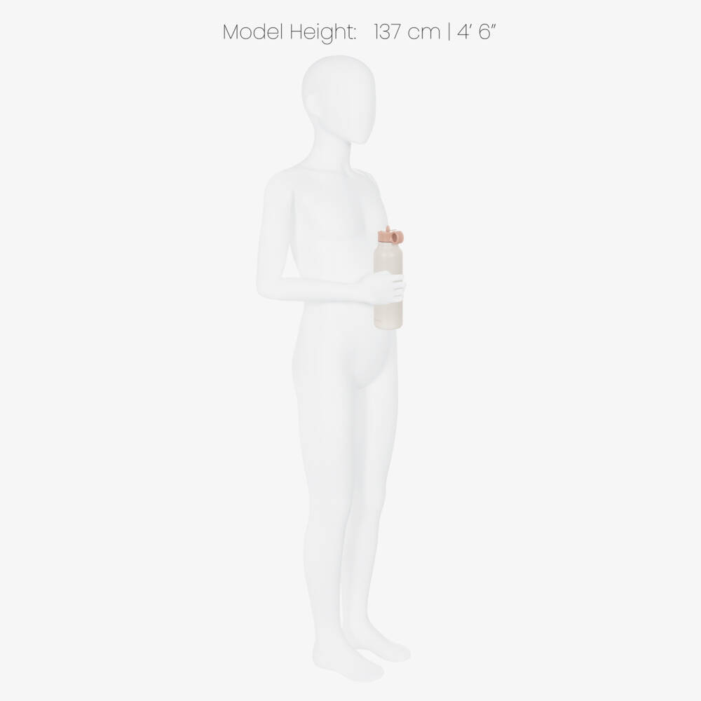 Liewood-Girls Pink Stainless Stain Water Bottle with Peach Motif (22cm) | Childrensalon