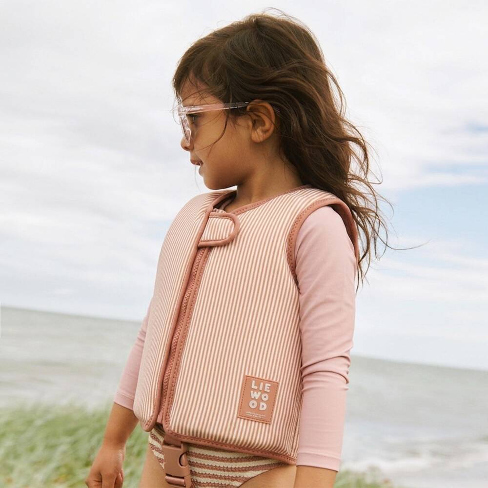Liewood-Girls Pink Striped Seersucker Float Vest | Childrensalon