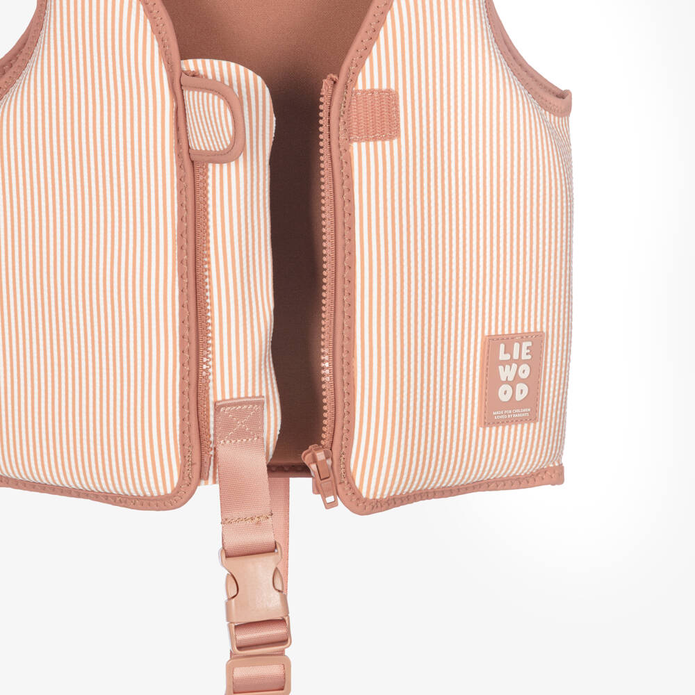 Liewood-Girls Pink Striped Seersucker Float Vest | Childrensalon