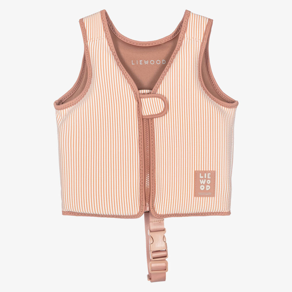 Liewood-Girls Pink Striped Seersucker Float Vest | Childrensalon