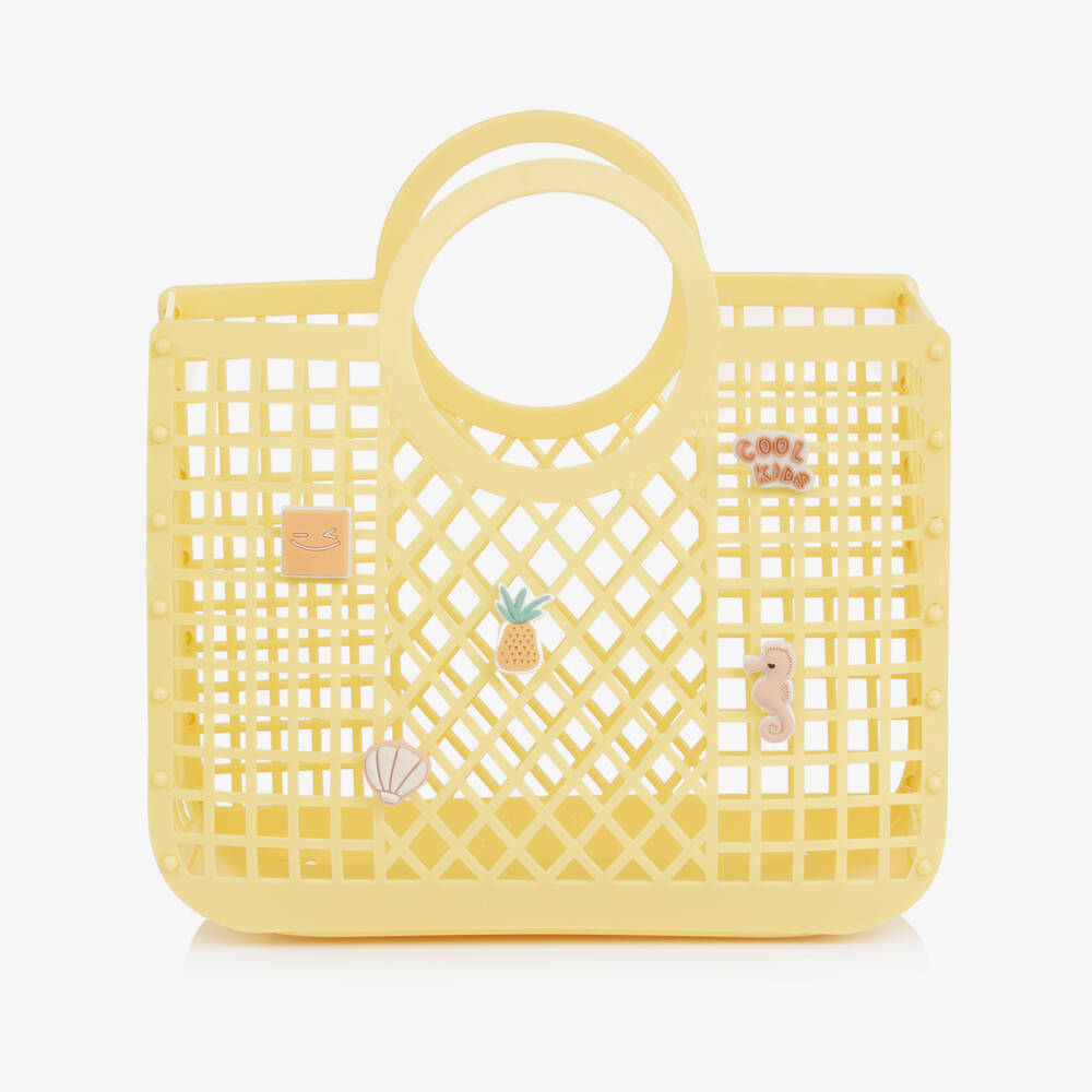 Liewood-Girls Yellow Medium Basket Bag with Charms (23cm) | Childrensalon