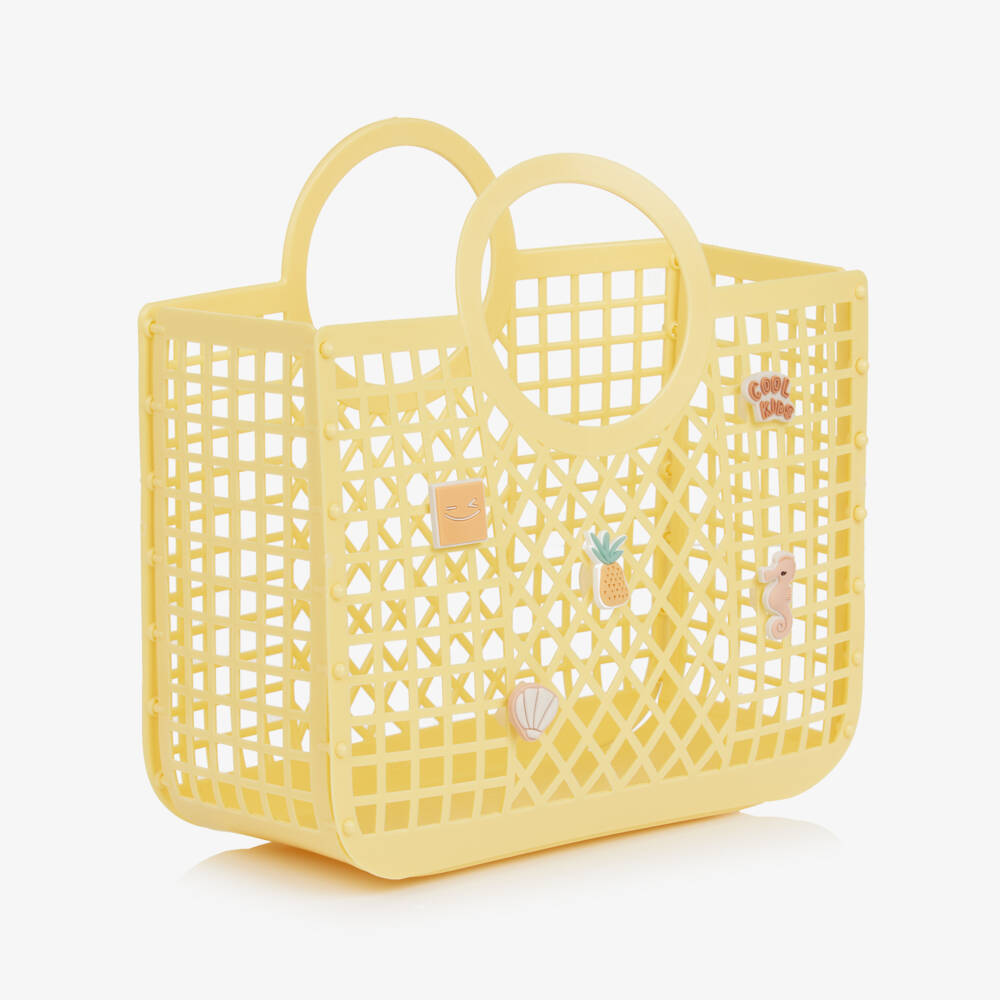 Liewood-Girls Yellow Medium Basket Bag with Charms (23cm) | Childrensalon
