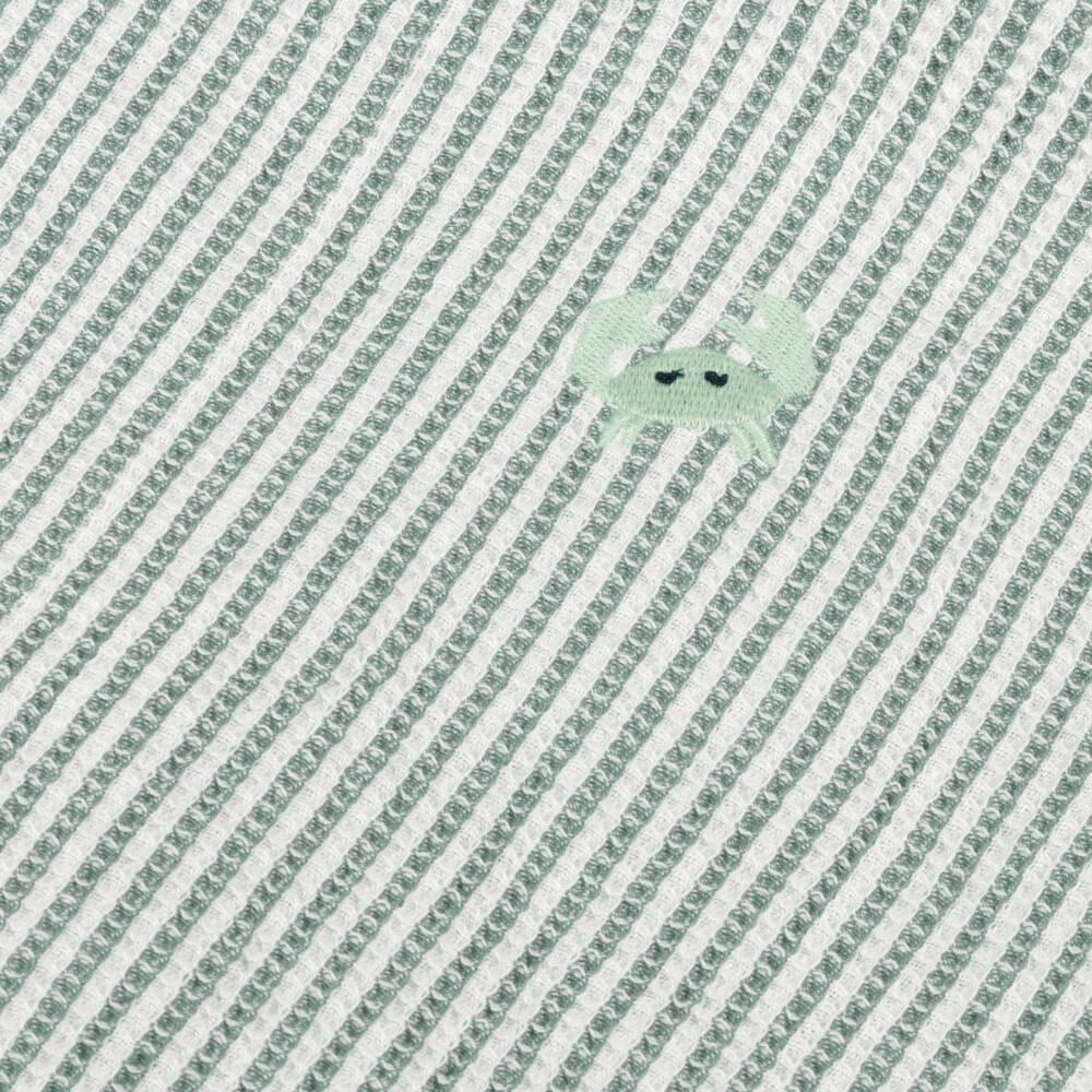 Liewood-Зеленое полосатое пончо-полотенце из хлопка с капюшоном | Childrensalon