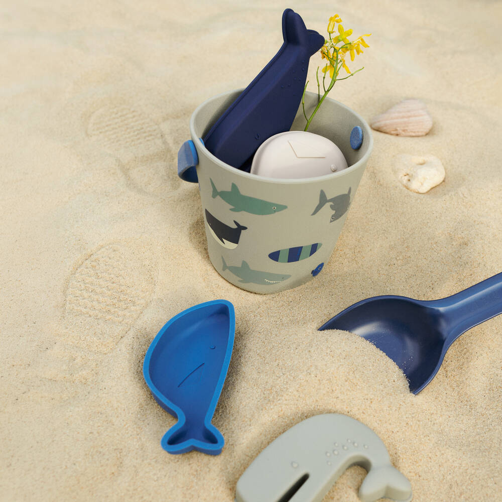 Liewood-طقم شاطئ بطبعة أسماك لون رمادي وأزرق (15 سم) | Childrensalon