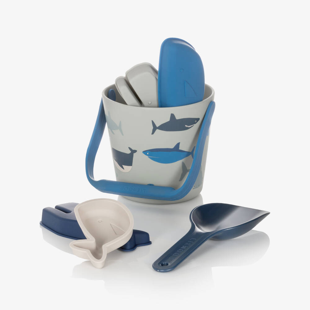 Liewood-Grey & Blue Shark Beach Set (15cm) | Childrensalon