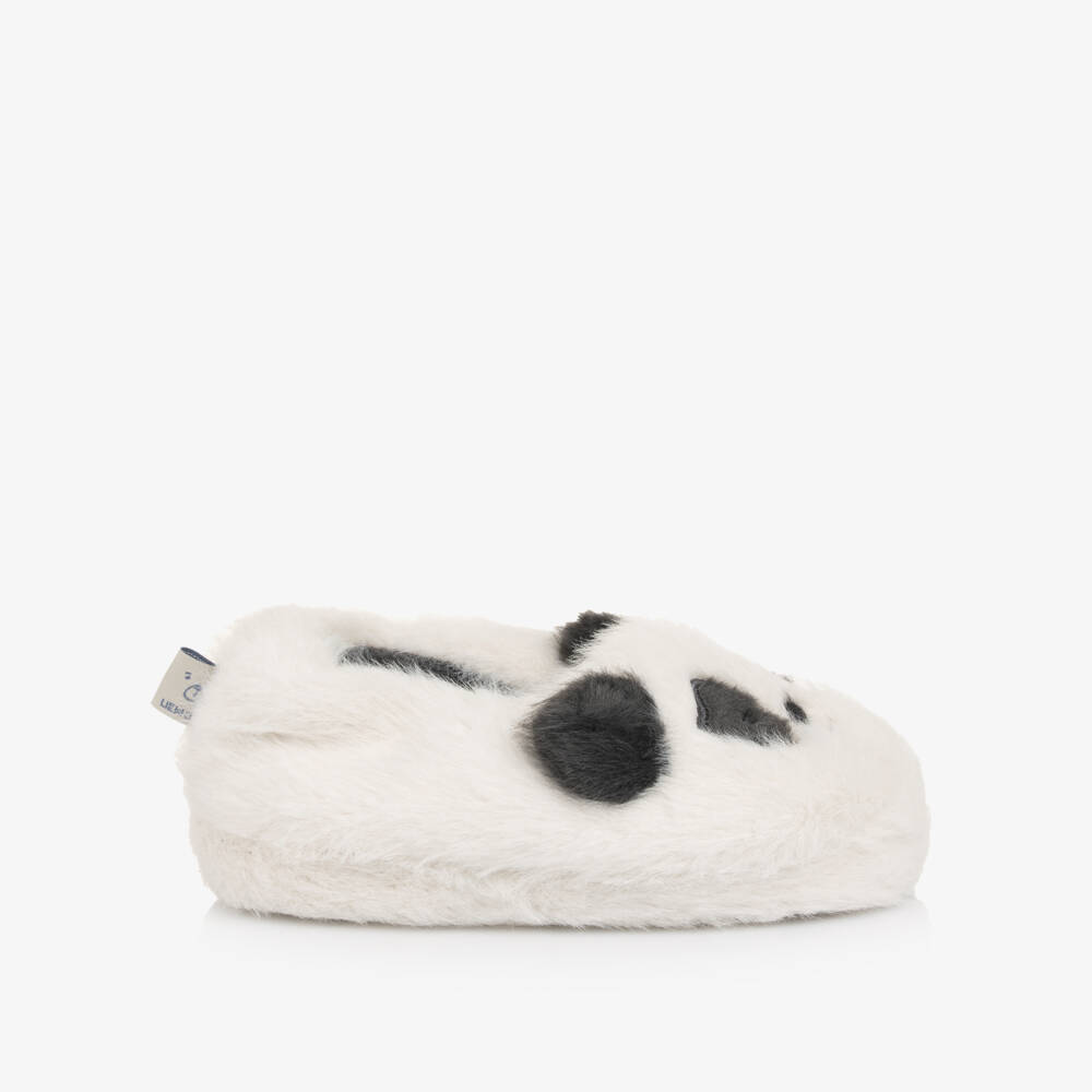 Liewood-Ivory Faux Fur Panda Slippers | Childrensalon