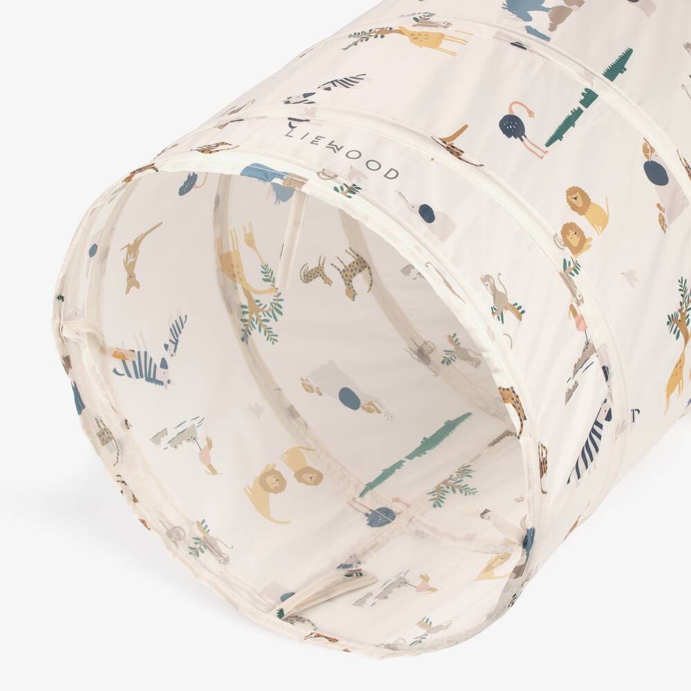 Liewood-Ivory Jungle Animal Pop-Up Playtime Tunnel (120cm) | Childrensalon