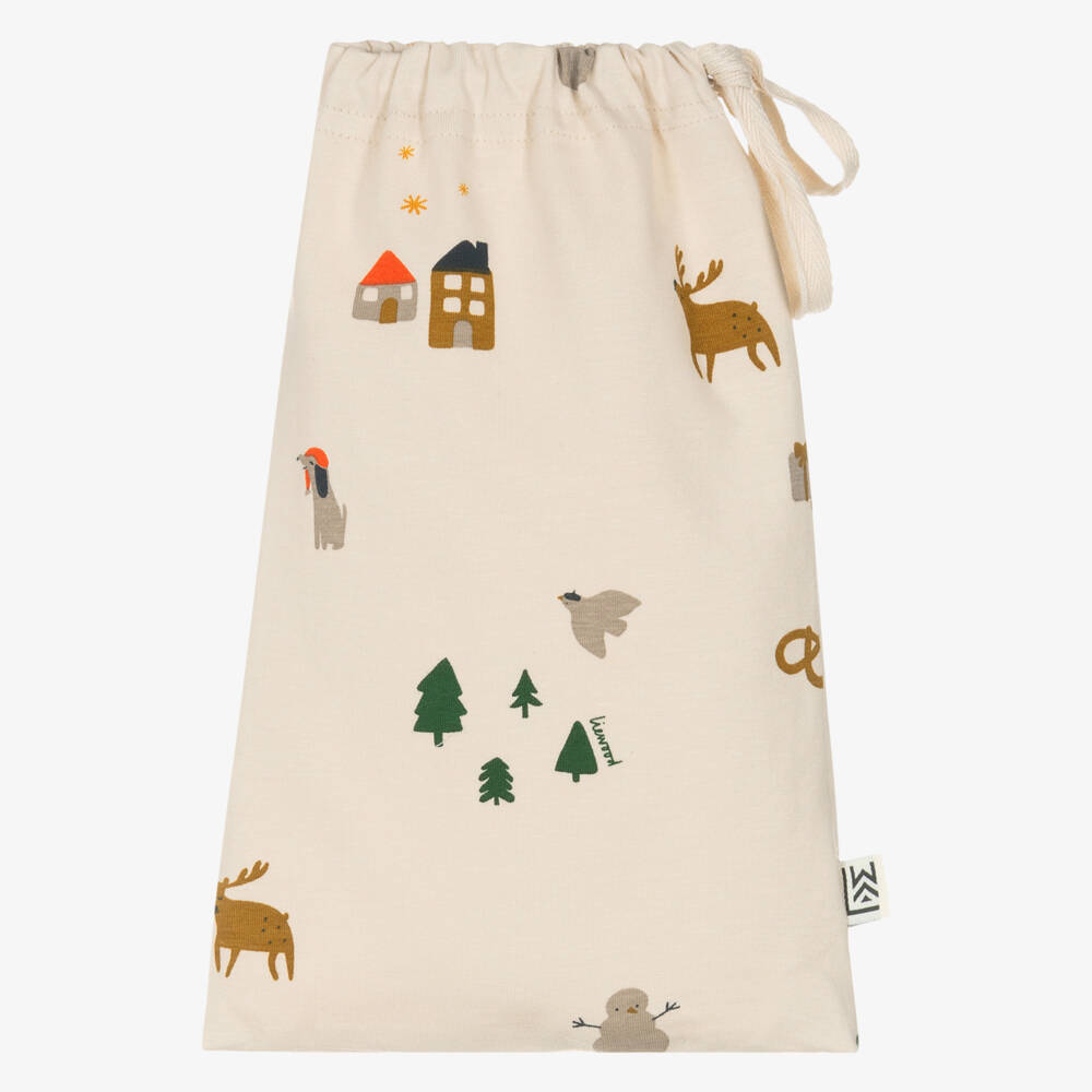 Liewood-Ivory Organic Cotton Babygrow with Christmas Motifs | Childrensalon