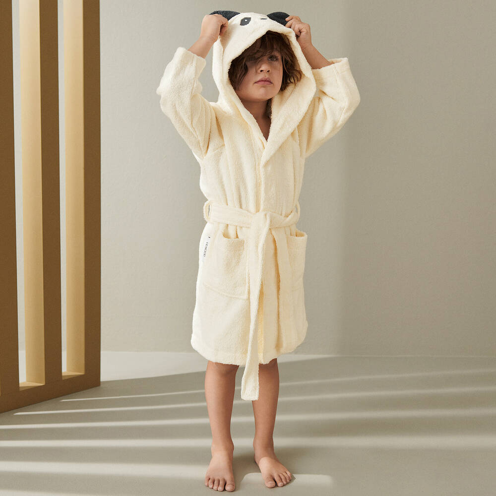 Liewood-Ivory Panda Towelling Bathrobe | Childrensalon
