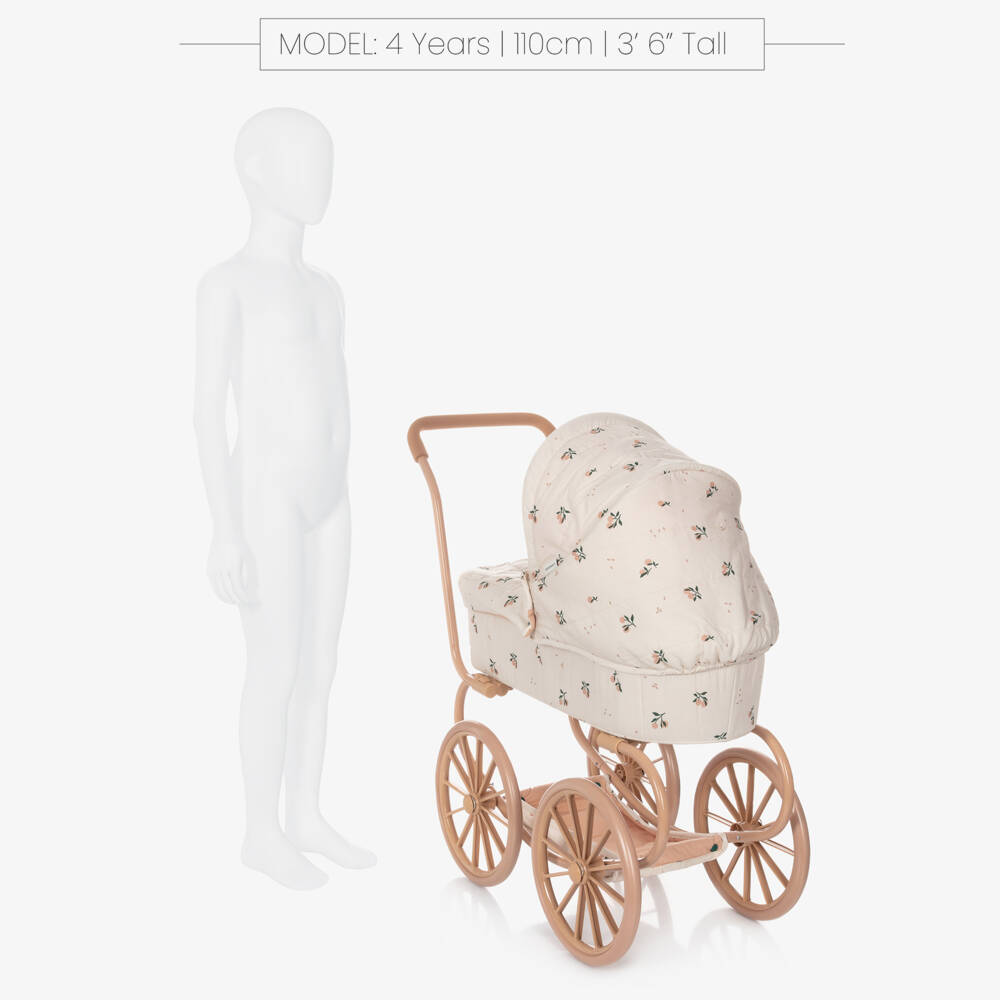 Liewood-Ivory & Peach Pink Doll Pram (74cm) | Childrensalon