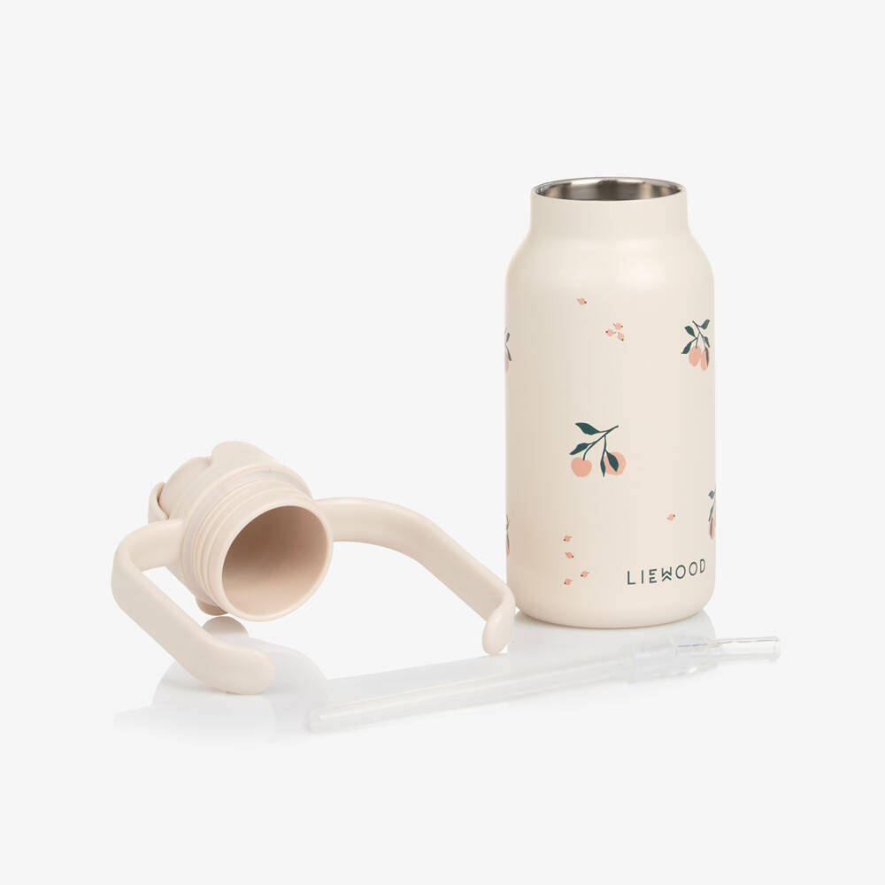 Liewood-زجاجة بمقبضين بطبعة خوخ لون عاجي (250 مل) | Childrensalon
