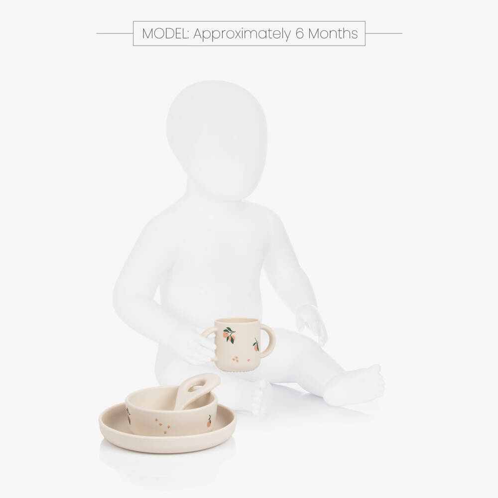 Liewood-مجموعة أدوات مائدة سيليكون لون عاجي خوخي (4 قطع) | Childrensalon