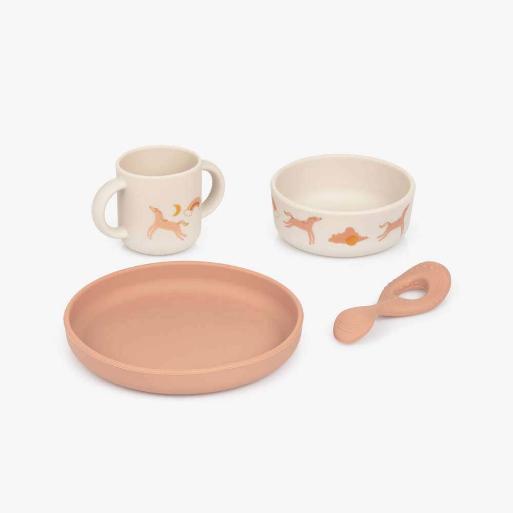 Liewood-Ivory & Pink Dream Tableware Set (4 Pieces) | Childrensalon