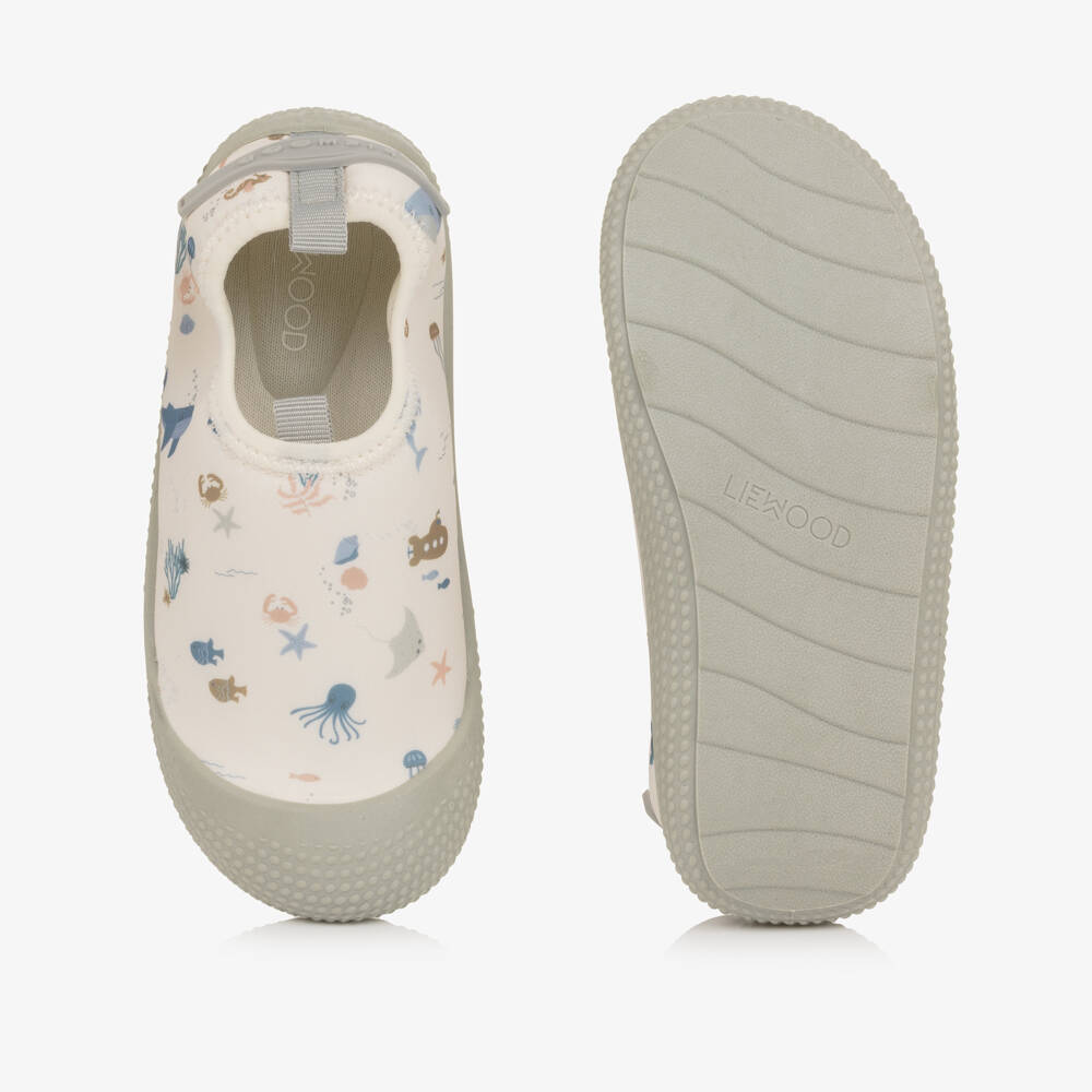 Liewood-Ivory Sealife Print Aqua Shoes | Childrensalon