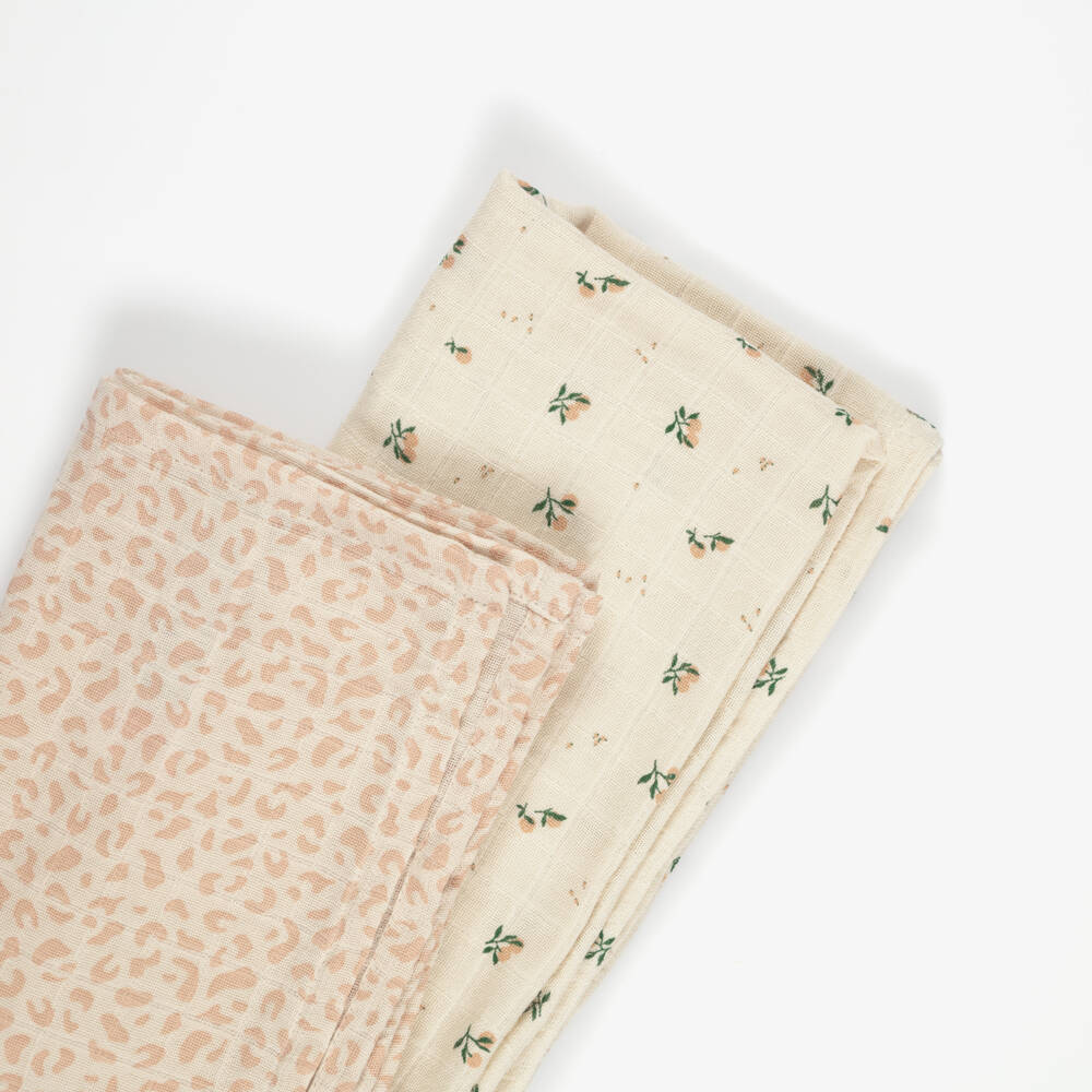 Liewood-Leopard Print & Floral Muslins in Organic Cotton (2 Pack) | Childrensalon