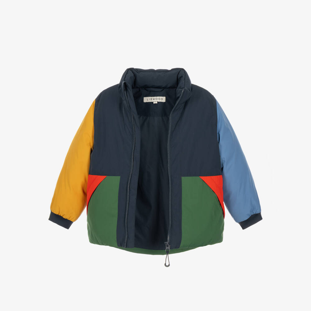Liewood-Navy Blue Colourblock Water Resistant Puffer Jacket | Childrensalon