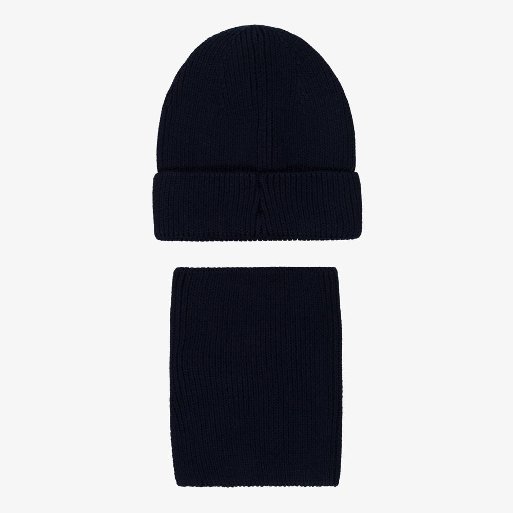 Liewood-طقم قبعة وشال قطن عضوي محبوك لون كحلي | Childrensalon