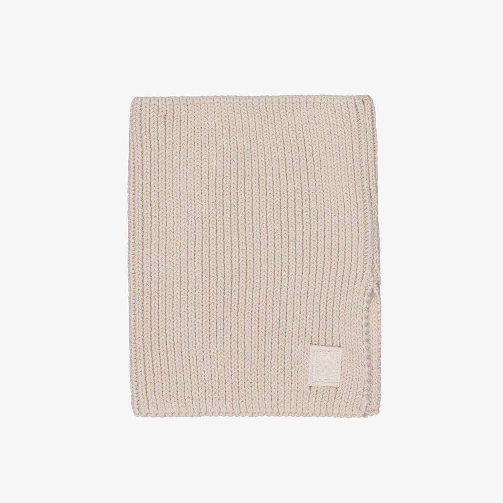 Liewood-Pale Beige Organic Cotton Ribbed Knit Snood | Childrensalon