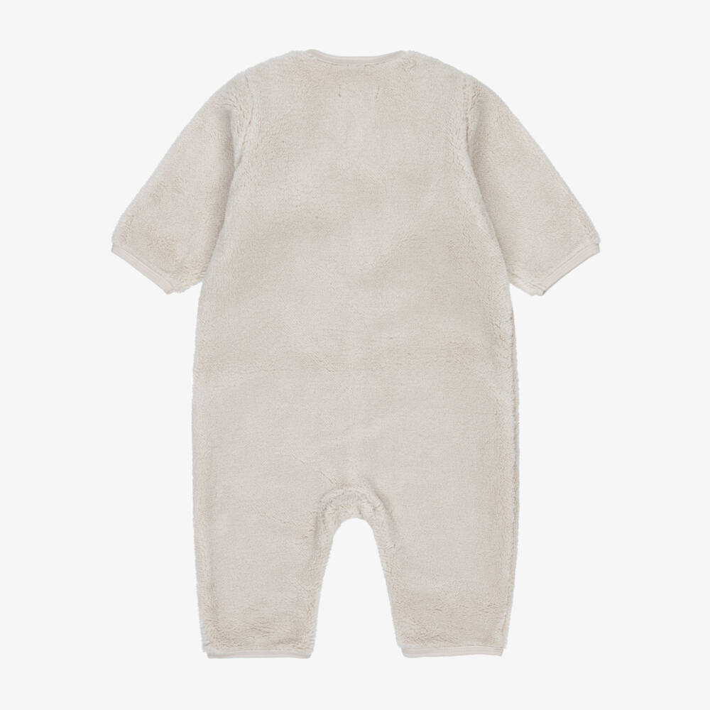 Liewood-Pale Beige Plush Fleece Pramsuit | Childrensalon