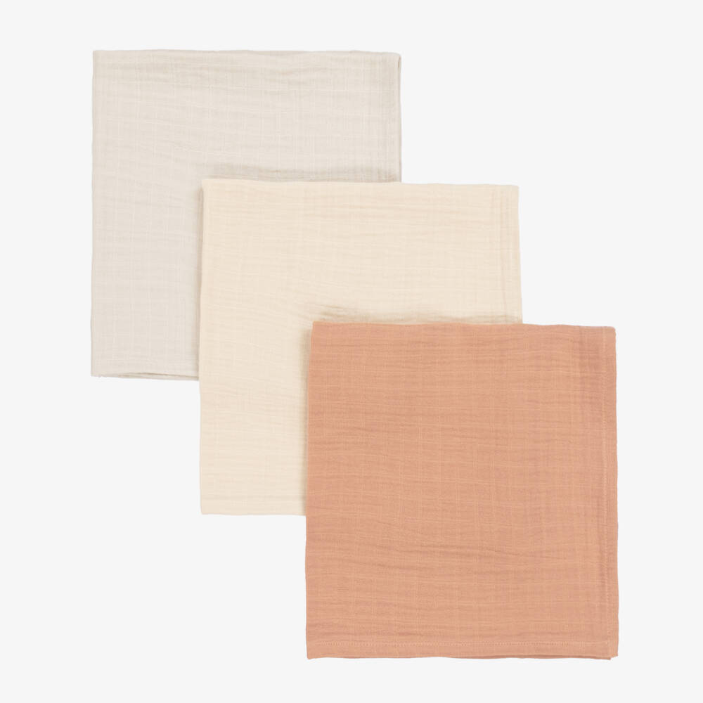 Liewood-Pink & Beige Cotton Muslins (3 Pack) | Childrensalon