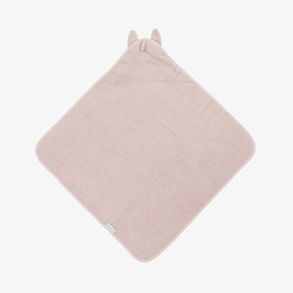Liewood-Pink Cotton Bunny Hooded Towel (70cm) | Childrensalon