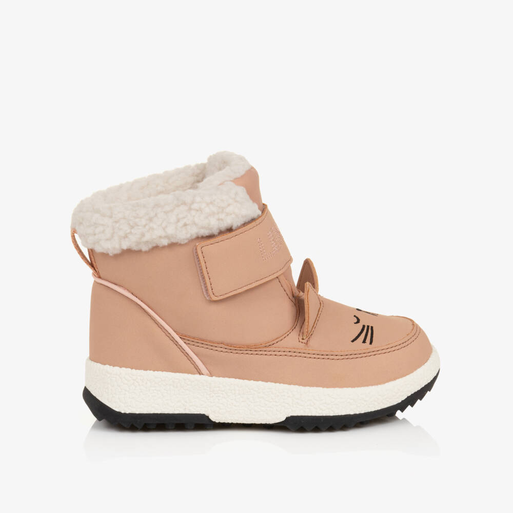 Liewood-Pink Faux Suede Cat Boot with Fleece Lining | Childrensalon