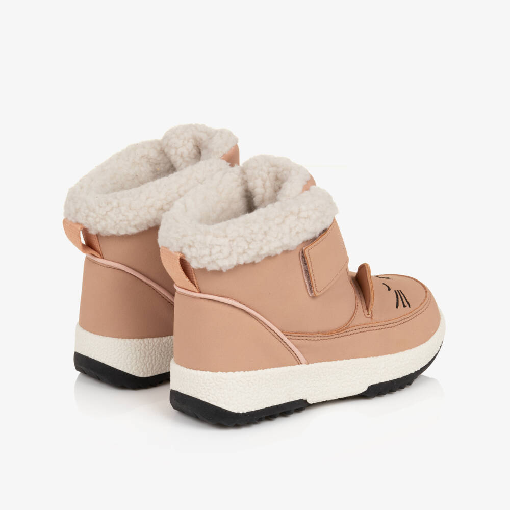 Liewood-Pink Faux Suede Cat Boot with Fleece Lining | Childrensalon
