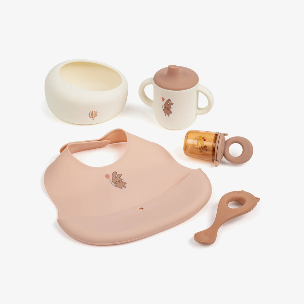 Liewood-Rose Pink Silicone Baby Mealtime Set | Childrensalon