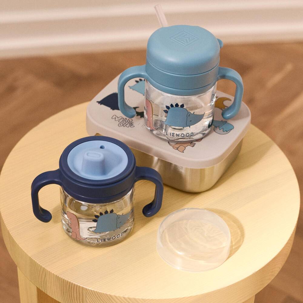 Liewood-Toddler Boys Blue Dino Tritan Straw Cup (14cm) | Childrensalon