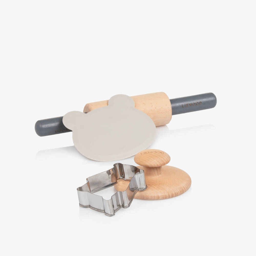 Liewood-Wood & Silicone Baking Set with Storage Tin (25cm) | Childrensalon