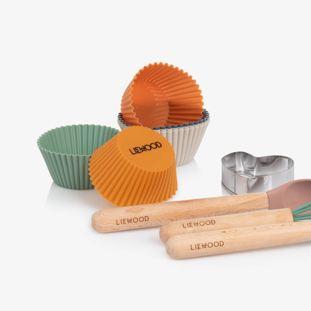 Liewood-Wood & Silicone Baking Set with Storage Tin (25cm) | Childrensalon