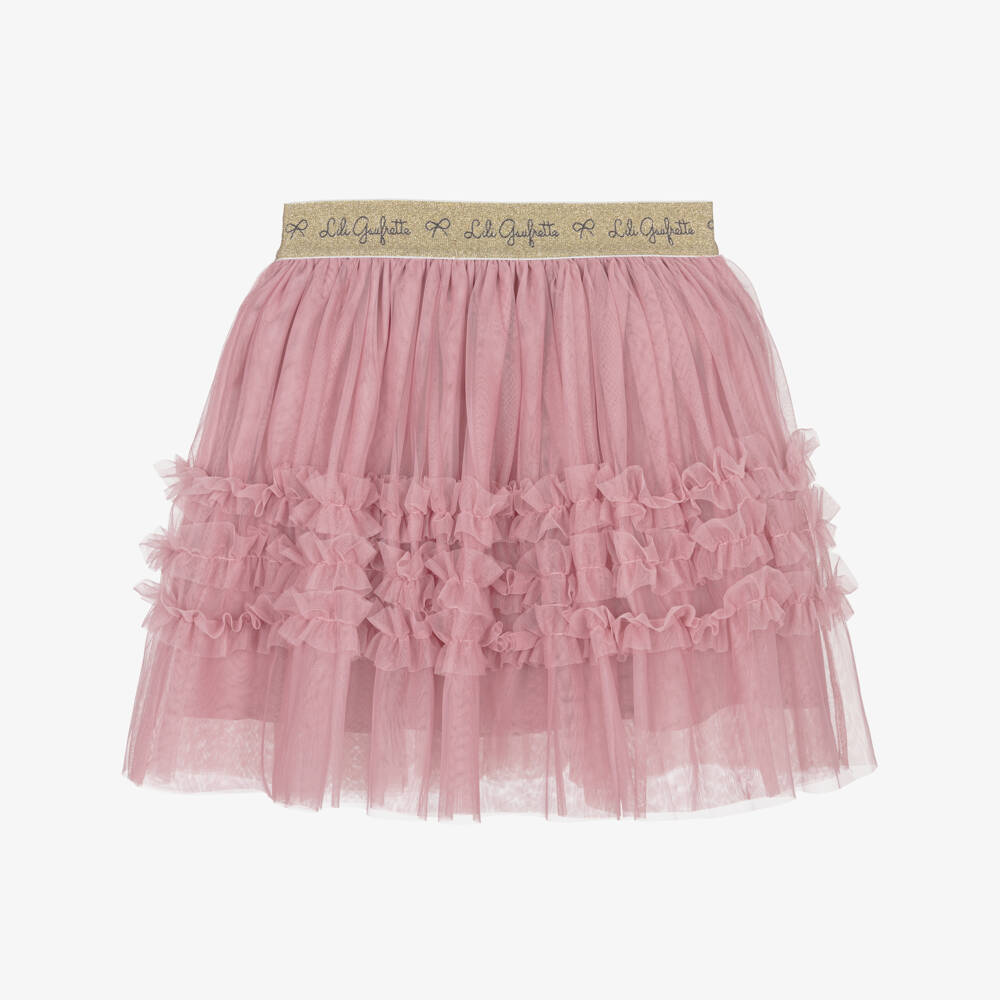 Lili Gaufrette-Girls Pink Ruffled Tulle Skirt | Childrensalon