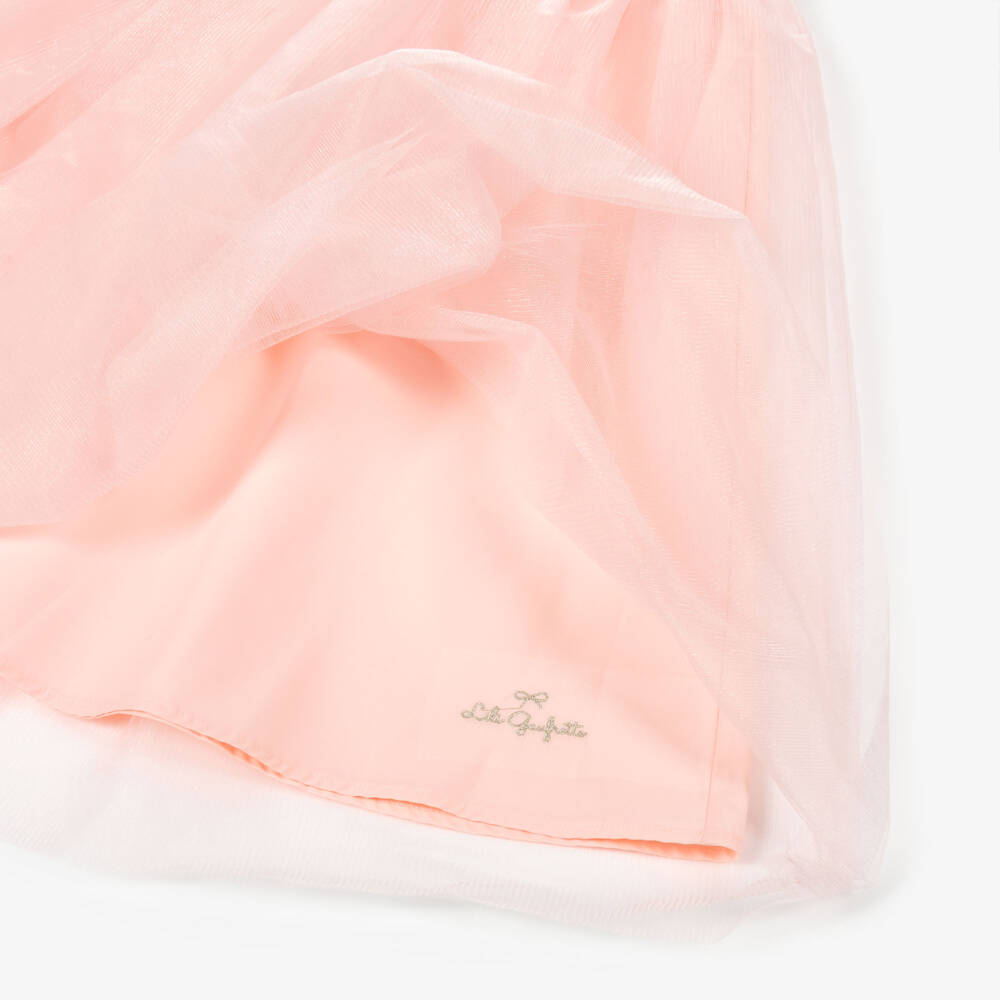 Lili Gaufrette-Girls Pink Shimmery Tulle Midi Skirt | Childrensalon