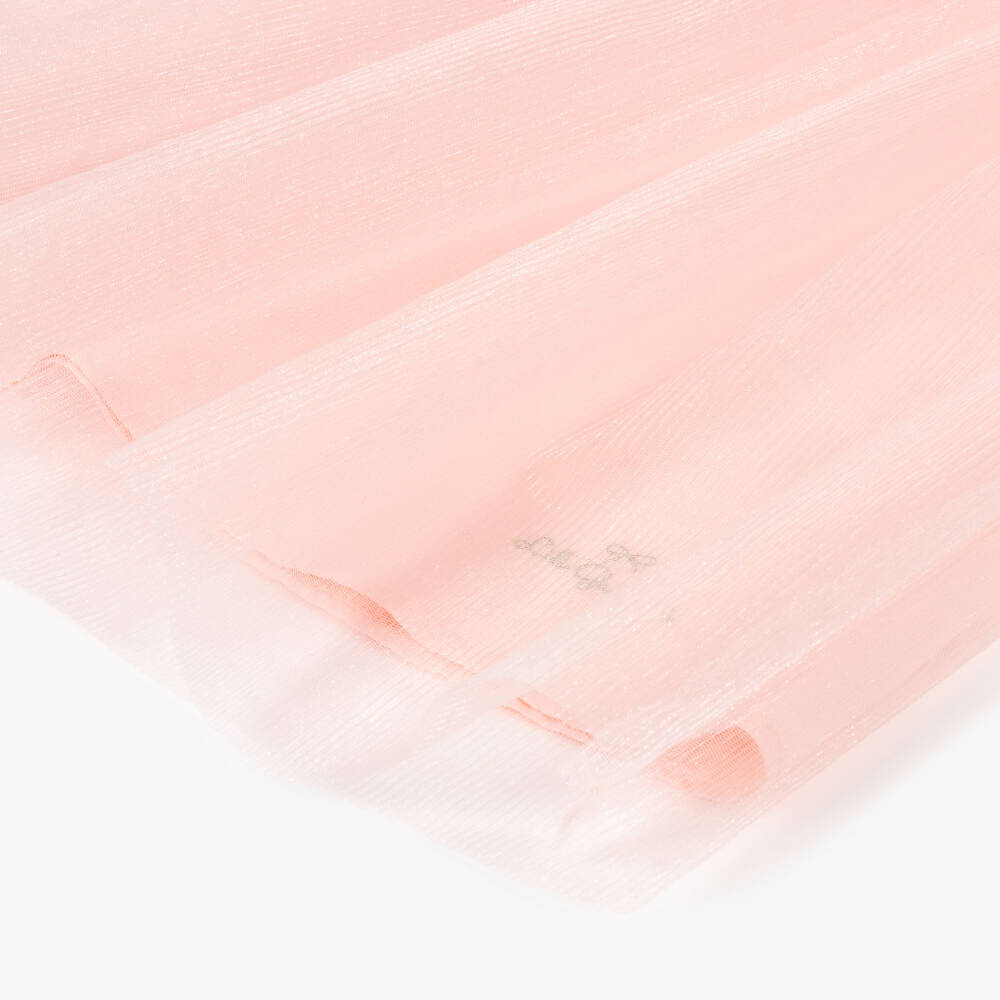 Lili Gaufrette-Girls Pink Shimmery Tulle Midi Skirt | Childrensalon