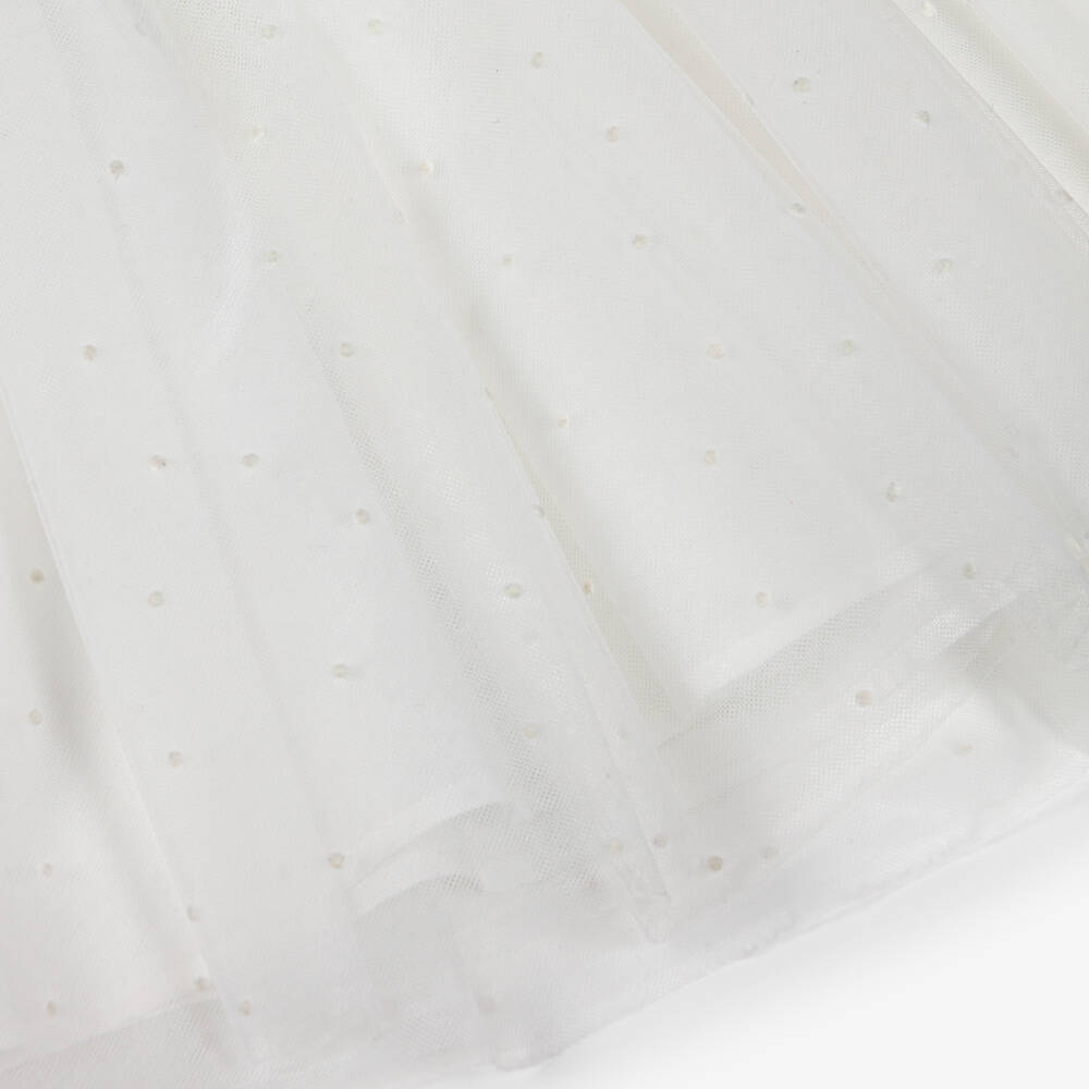 Lili Gaufrette-Girls Pink & White Tulle & Jersey Dress with Pearl Bow | Childrensalon