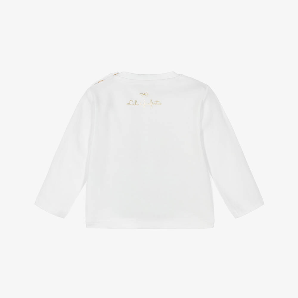 Lili Gaufrette-قميص قطن لون أبيض للبنات  | Childrensalon