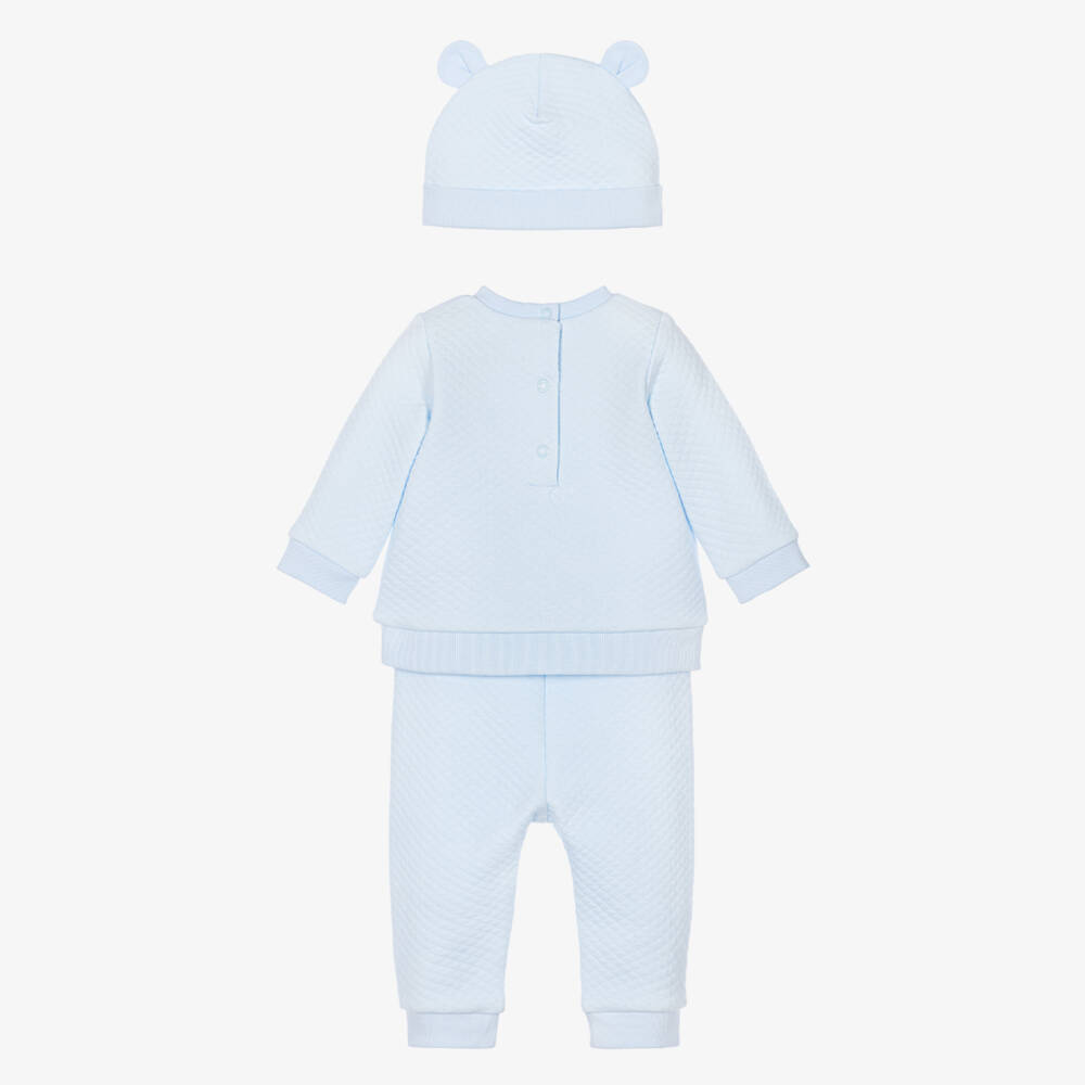 Little Me-Baby Boys Blue Jersey Tracksuit Set With Teddy Bear | Childrensalon