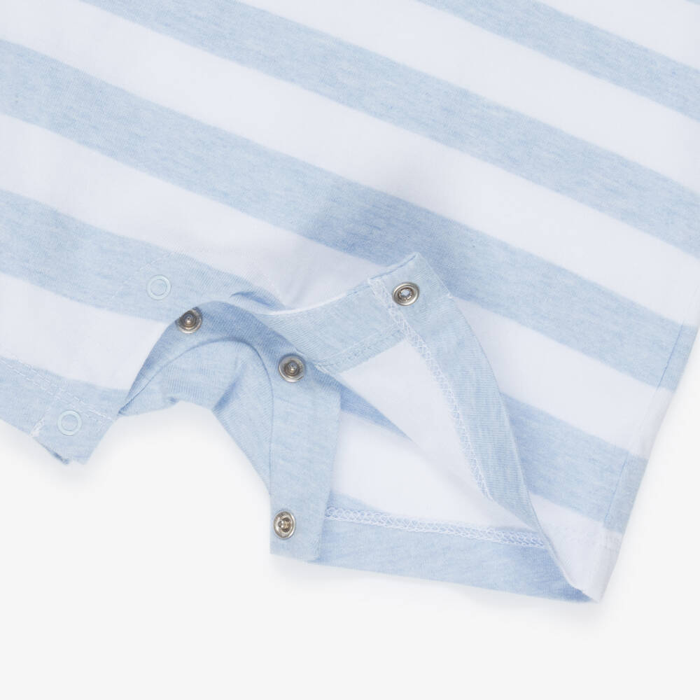 Little Me-Baby Boys Blue Striped Cotton Whale Shortie Set | Childrensalon