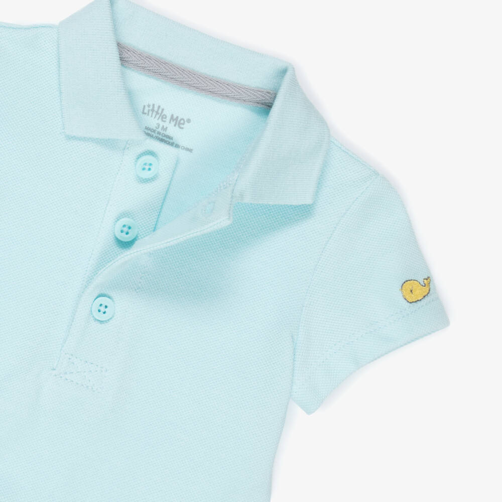 Little Me-Baby Boys Grey Striped Cotton Dungaree Shorts Set | Childrensalon