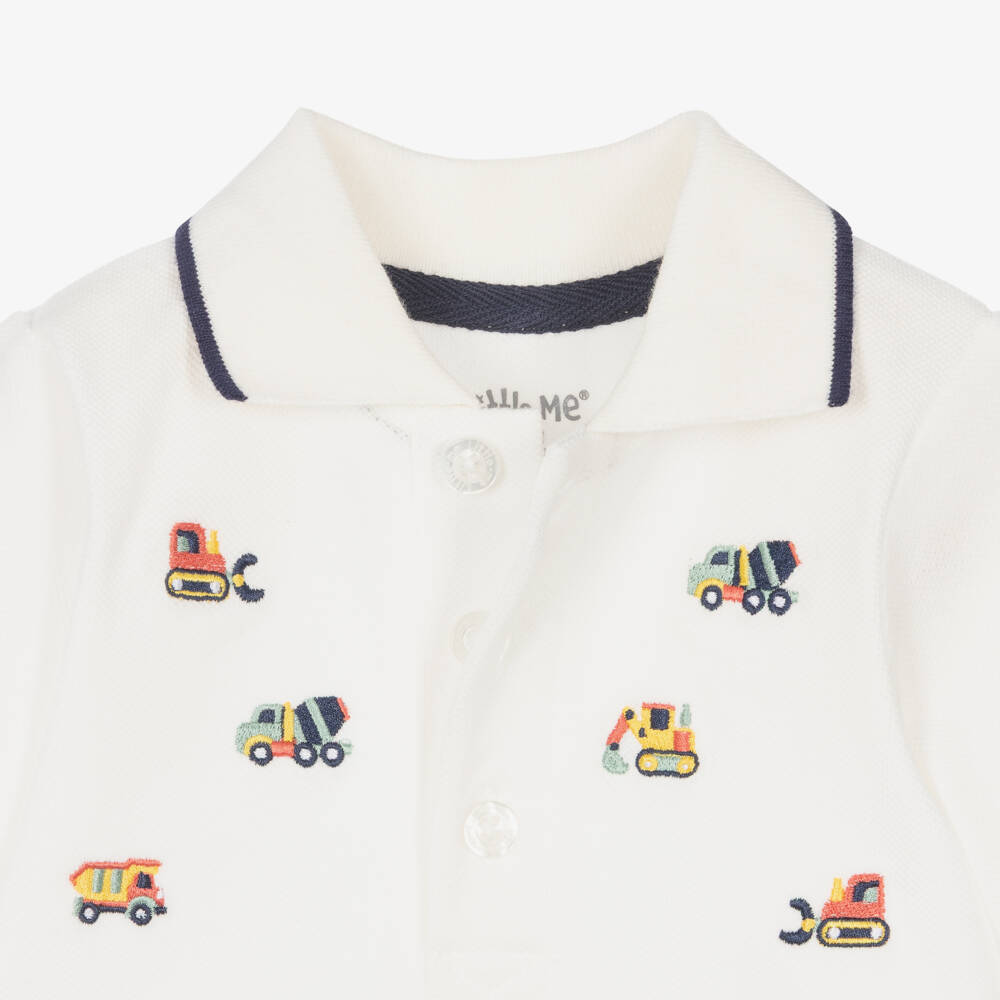 Little Me-Baby Boys Ivory Piqué Polo Shirt & Blue Denim Trouser Set | Childrensalon