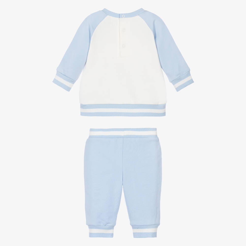 Little Me-Baby Boys Pale Blue Cotton Safari Animal Tracksuit | Childrensalon